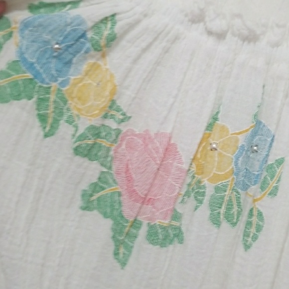 Vintage Linen Off-The-shoulder Ruffle Dress - Picture 3 of 3